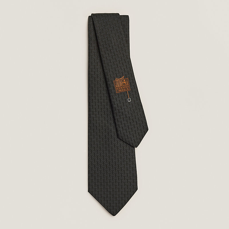 エルメス HERMES 339374T NECKTIE H Discret Unie tie - Black | Hermès UAE